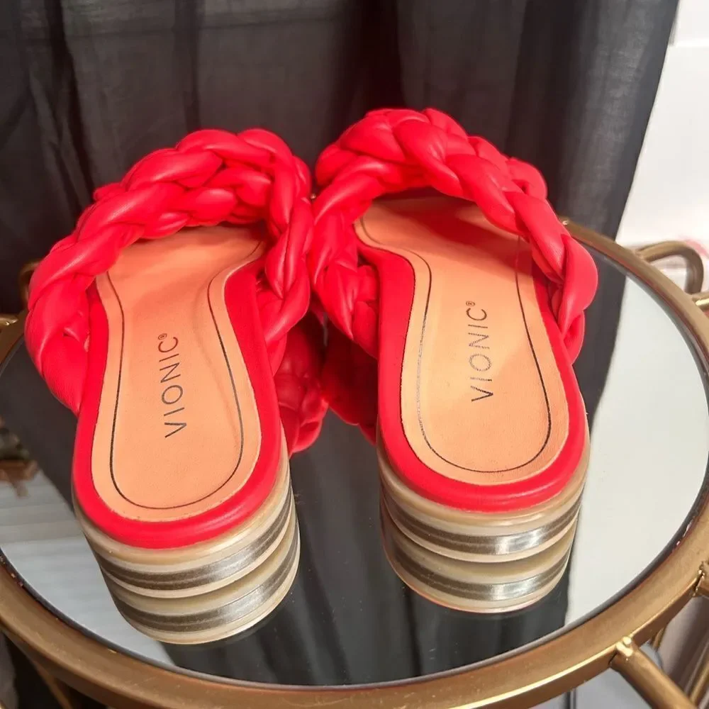 Vionic Braided Cross Strap Slides Kalina NEW